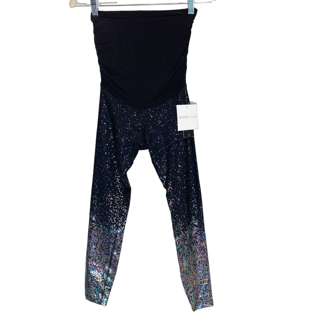 NWT Beyond Yoga Maternity Leggings Alloy Ombre Metallic High Waisted Midi XS